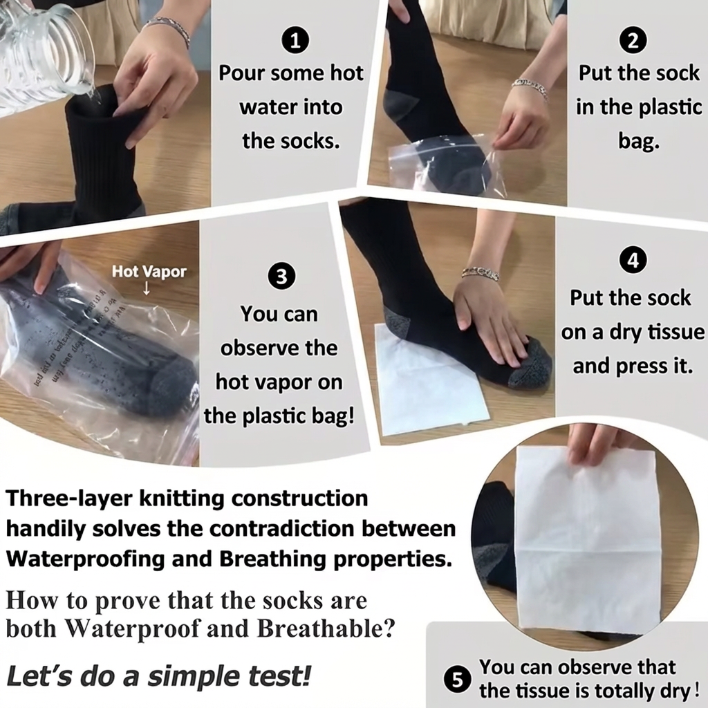 Crew waterproof socks breathability and waterproof test reference