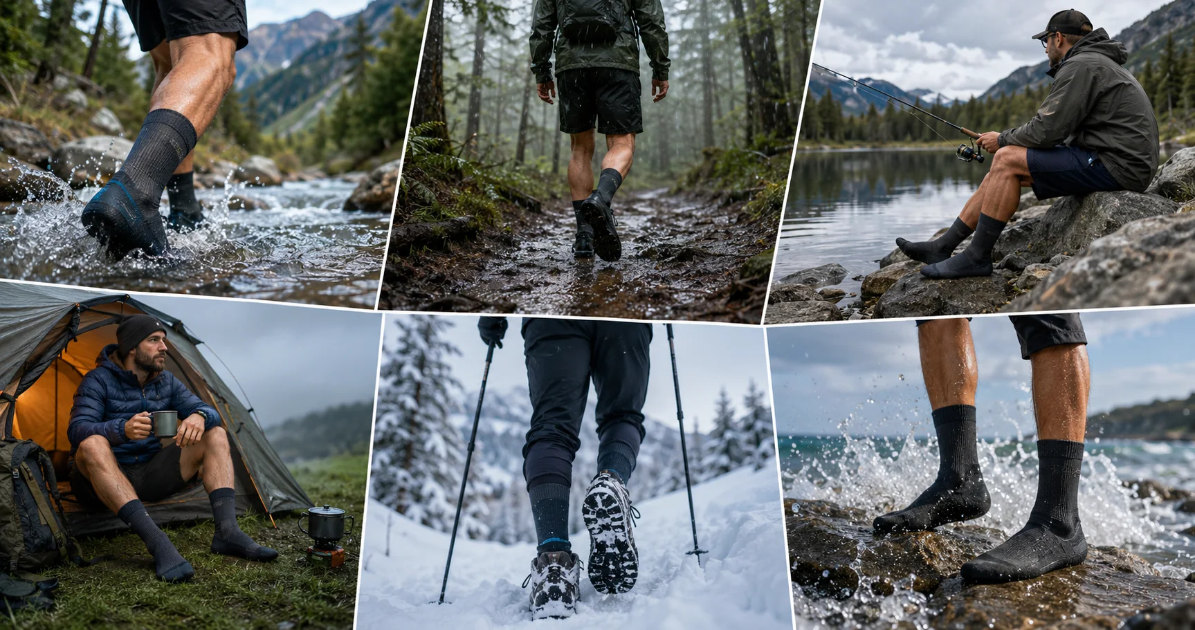 Waterproof socks application collage banner