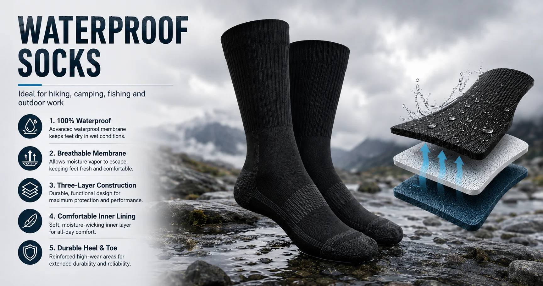 Waterproof socks feature banner