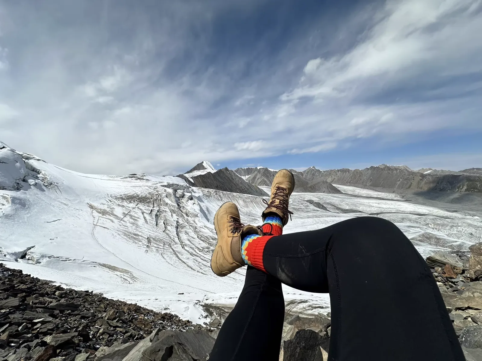 Customer waterproof socks in snowy mountain conditions