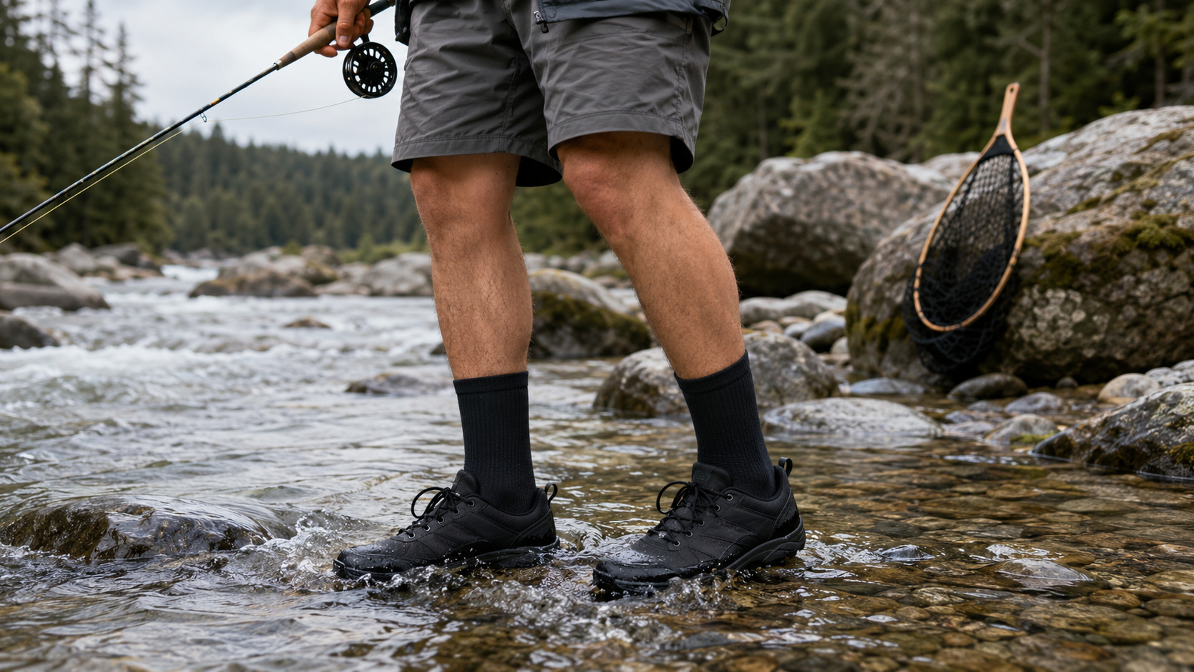 Waterproof socks used in wet outdoor water conditions
