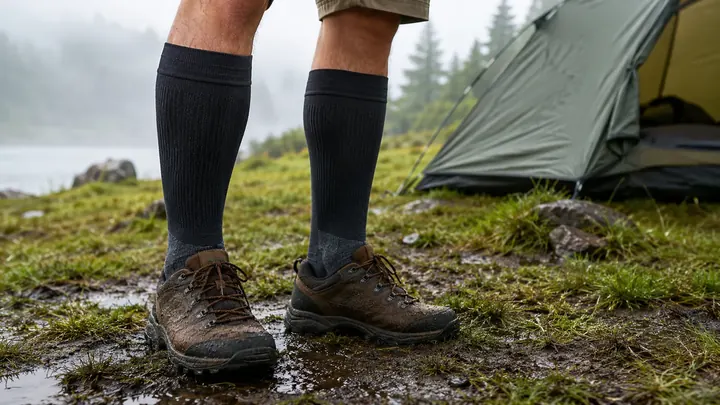 Knee-high waterproof socks for hunting camping and wet outdoor buyers