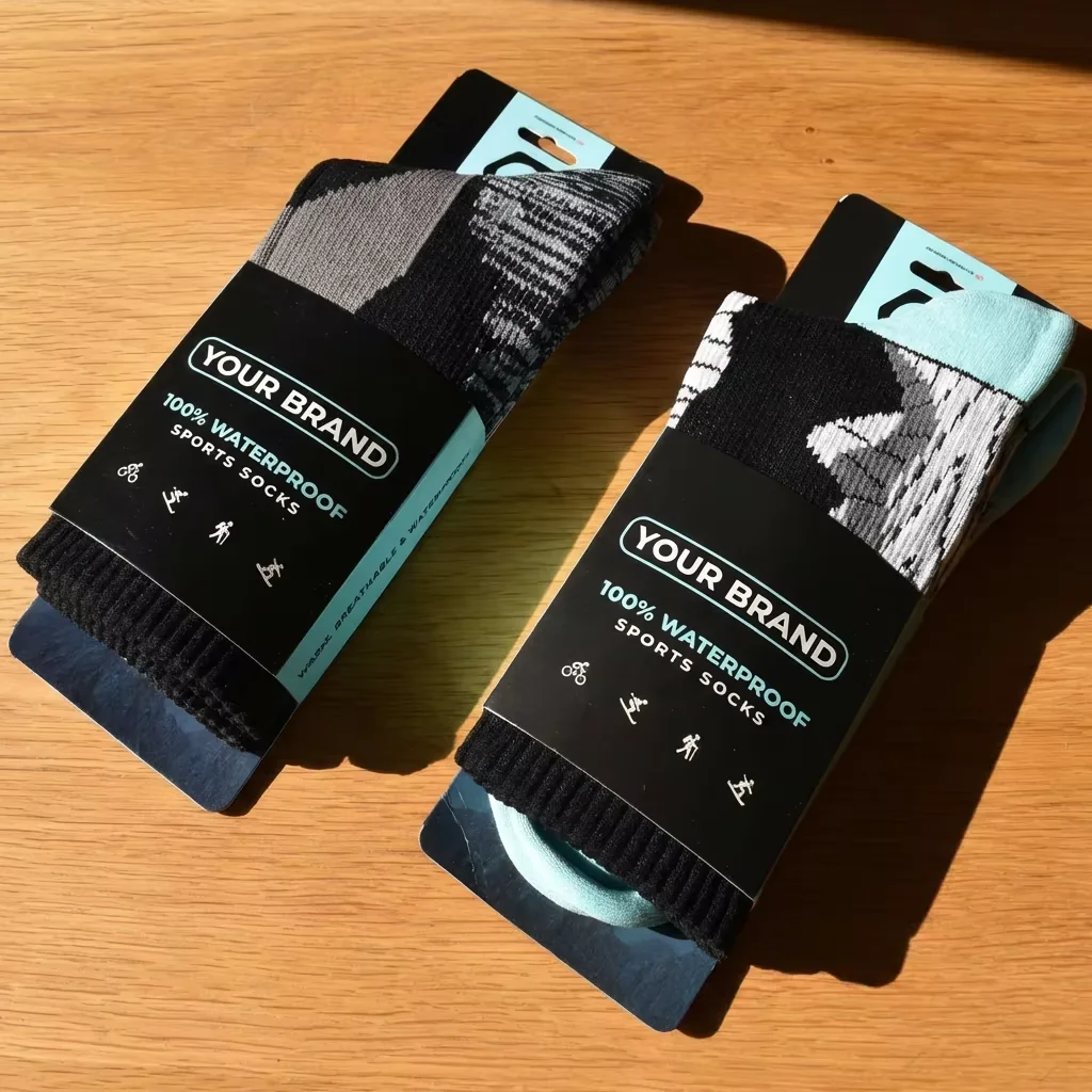 Private label waterproof socks sleeve card packaging with Your Brand example
